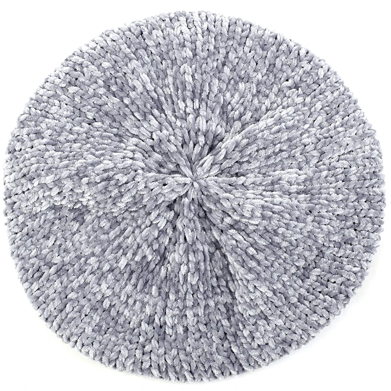 Light gray Новые модные вязаные шерстяные шапки для женщин, Зимние береты, весенние повседневные теплые шапки, женские одноцветные береты, шапки - Цвет: Light gray
