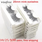 1050100 шт. накладные ресницы Visofree 25 мм оптом 3D норковые ресницы белый лоток этикетка макияж Драматические Длинные норковые ресницы