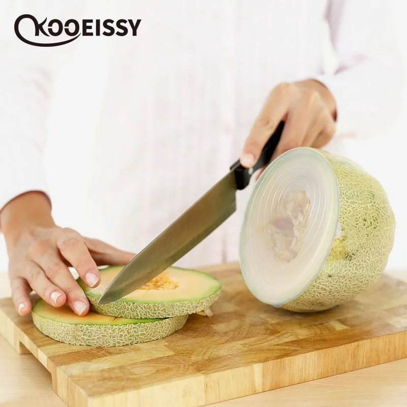 

6 Pcs kitchen tools Silicone Stretch Lids Reusable Airtight Food Wrap Covers Keeping Fresh Seal Bowl Stretchy Wrap Cover