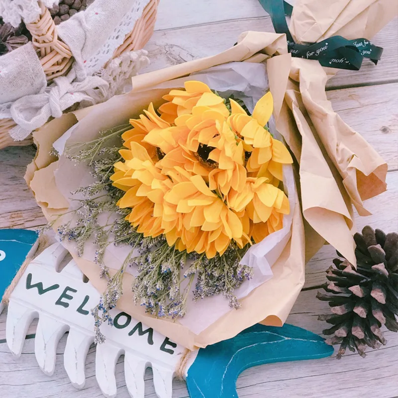 Сушенный цветочный мыло-Подсолнух букет украшения дома Букеты Свадебные