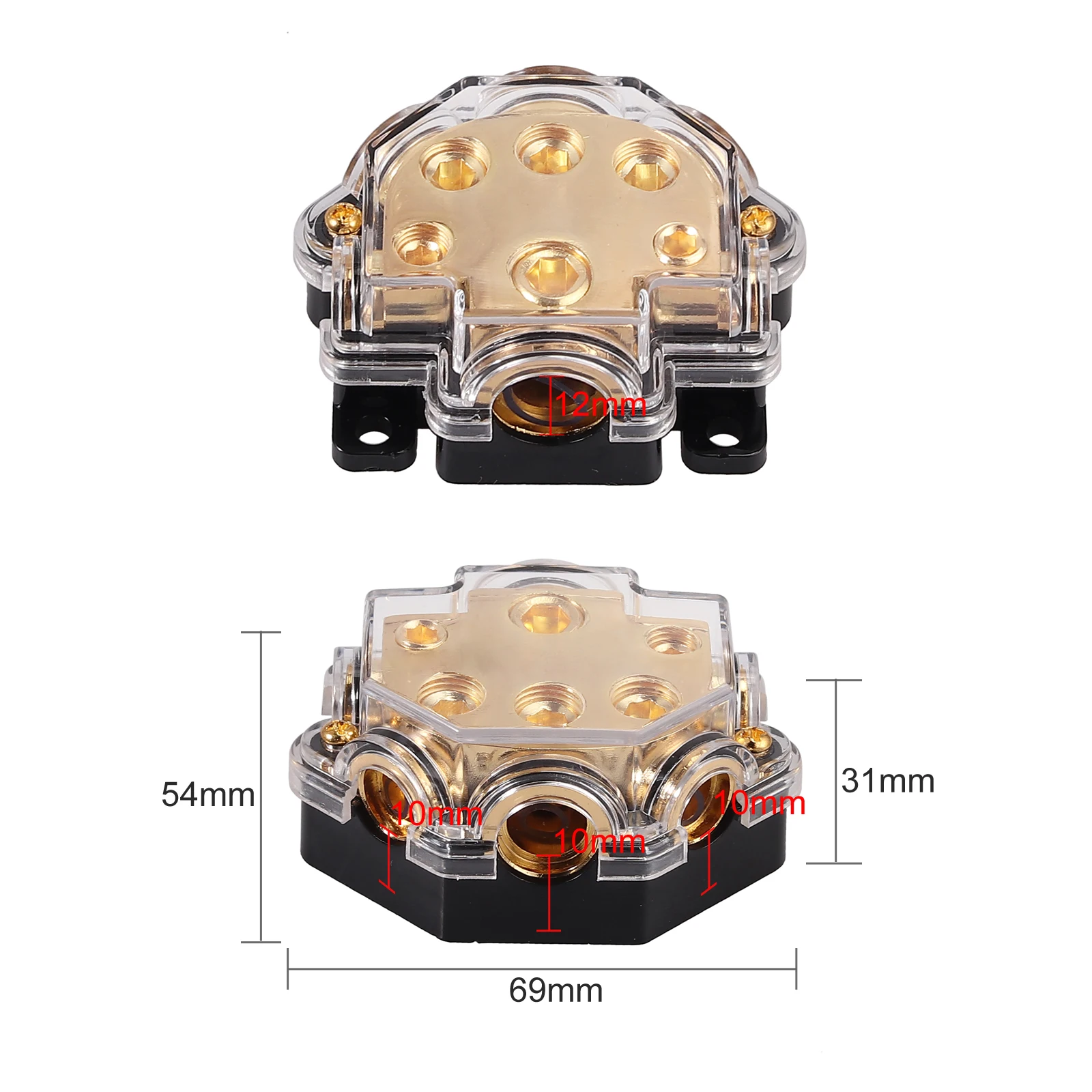 Justech 1/2 шт. 5-позиционный медный распределительный блок питания 0 калибр в (1)2/(2)4/(2)8