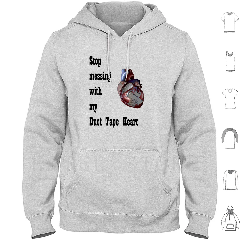 Ladies-Duct Tape Heart-Dark Text Hoodie Long Sleeve Ladies Bnl Duct Heart Duck Lyric Silverball