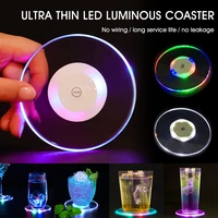 7 color led coaster cup holder mug stand light bar mat table placemat party drink glass creative pad round home decor kitchen