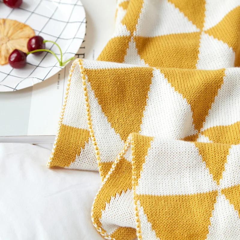 

Cotton knitted blanket, double triangle cotton, office lunch break blanket, air conditioning shawl blanket, sofa blanket