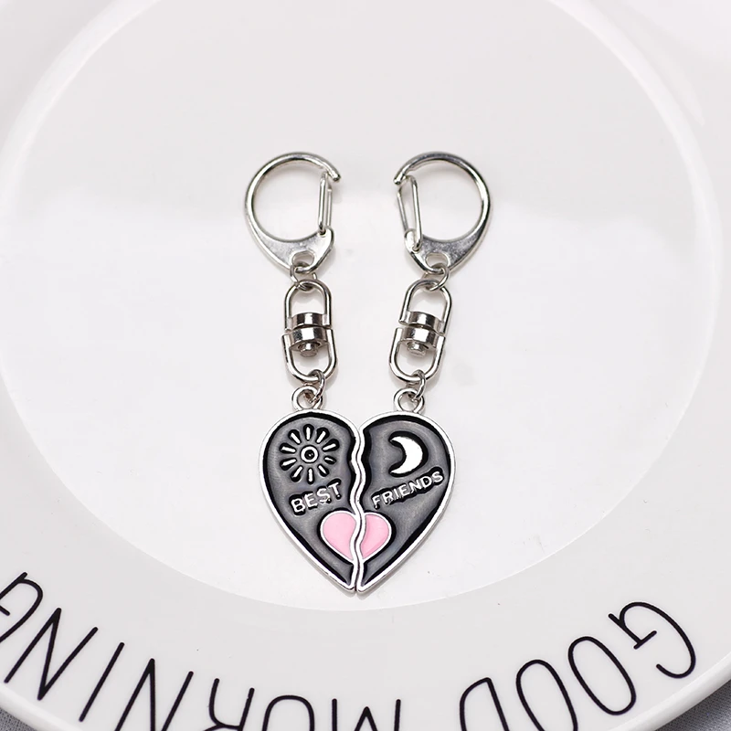 

Новый дизайн, парный брелок для ключей, подвеска с надписью лучшего друга, персик, сердце, солнце, луна, для мужчин и женщин, бижутерия дружбы,...