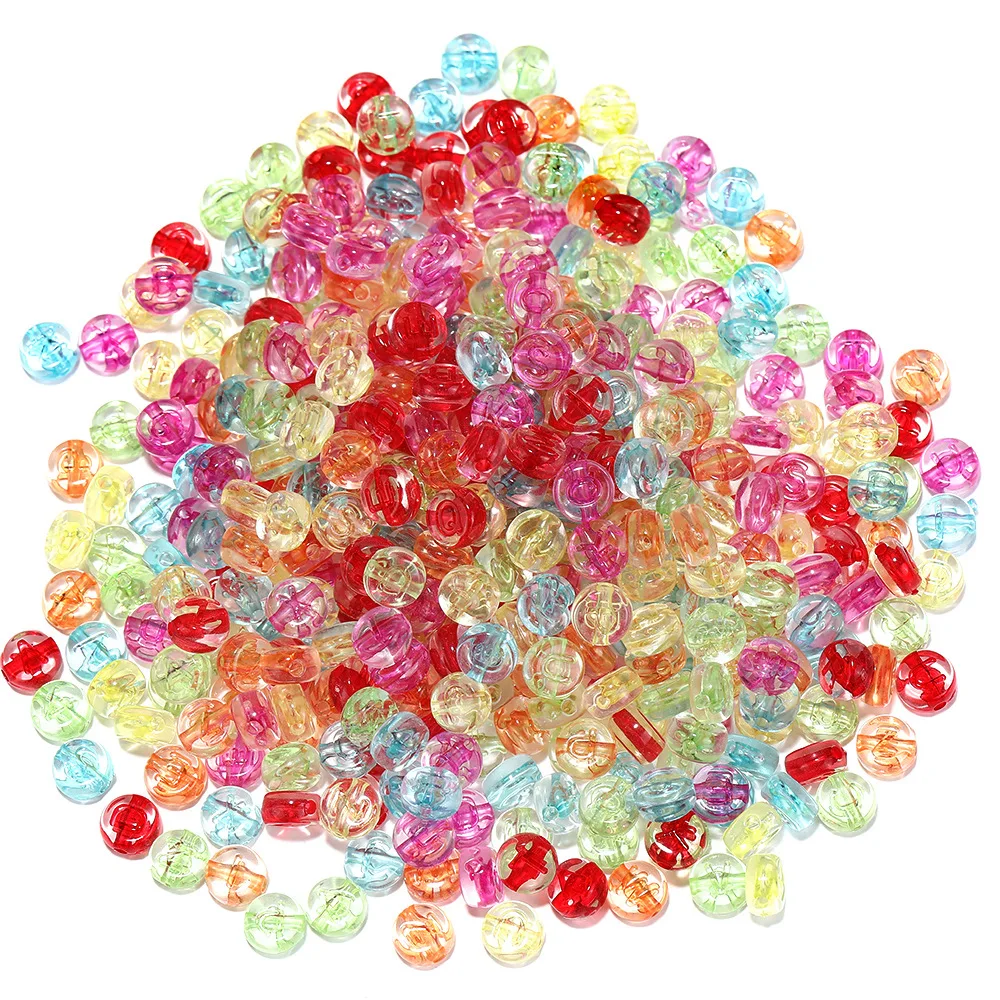 

100pcs 4*7mm Acrylic Transparent Alphabet Letter Beads Flat Round Loose Spacer Beads for DIY Necklace Bracelet Jewelry Making