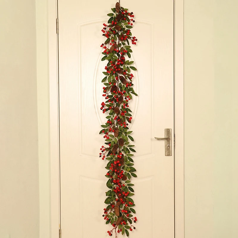 

Christmas Artificial Wreath Christmas Pine Cone Rattan Garland for Christmas Family Party Holiday Home Pendant