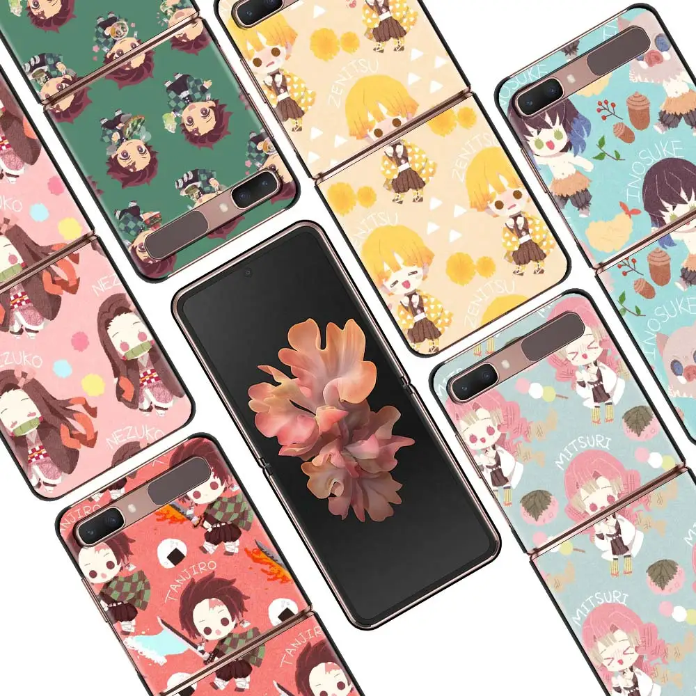 

Demon Slayer Kimetsu No Black Hard Case For Samsung Z Flip Z Flip3 Phone Case For Galaxy Z Flip 5G Foldable Shockproof Cover