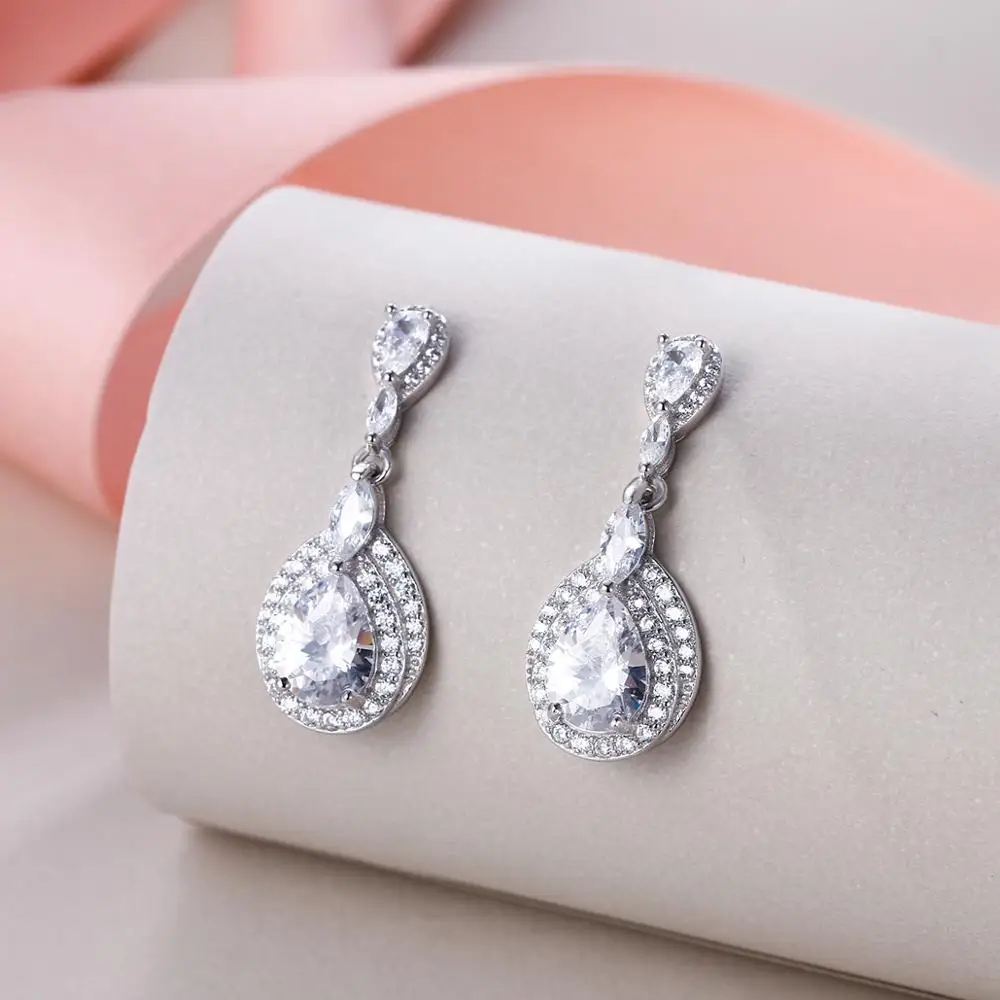 Женские свадебные серьги капли Tuliper из стерлингового серебра 925 пробы с