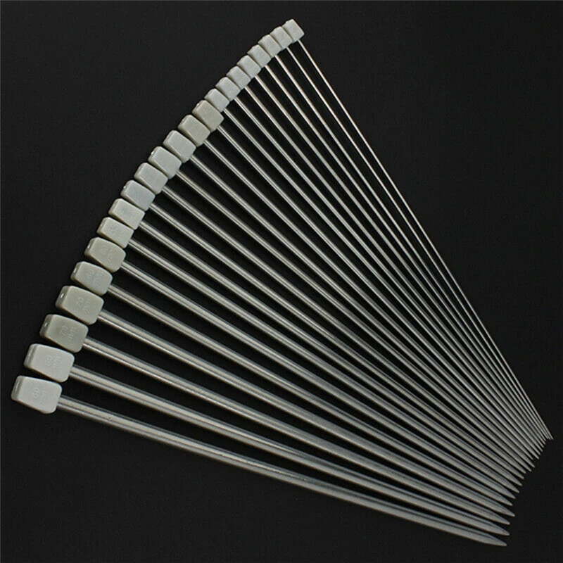 

22pcs Stainless Steel Single Pointed Knitting Needles 2mm-8mm 25cm