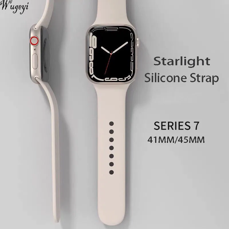 

Silicone Strap for Apple Watch 7 Band 41mm 45mm 44mm 42mm Smartwatch Rubber Watchband Bracelet iWatch Se 6543 Series Accessories
