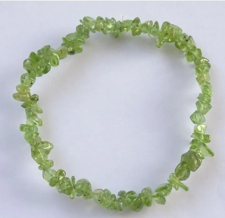 

new hot 7.5" 4-6mm Genuine natural Peridot chips freeform beads bracelet
