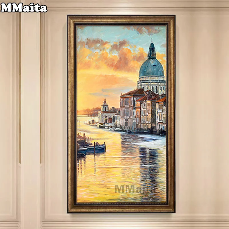 

DIY Diamond Embroidery,Round Diamond European architectural landscape Full Diamond painting cross stitch, needlework GG5709