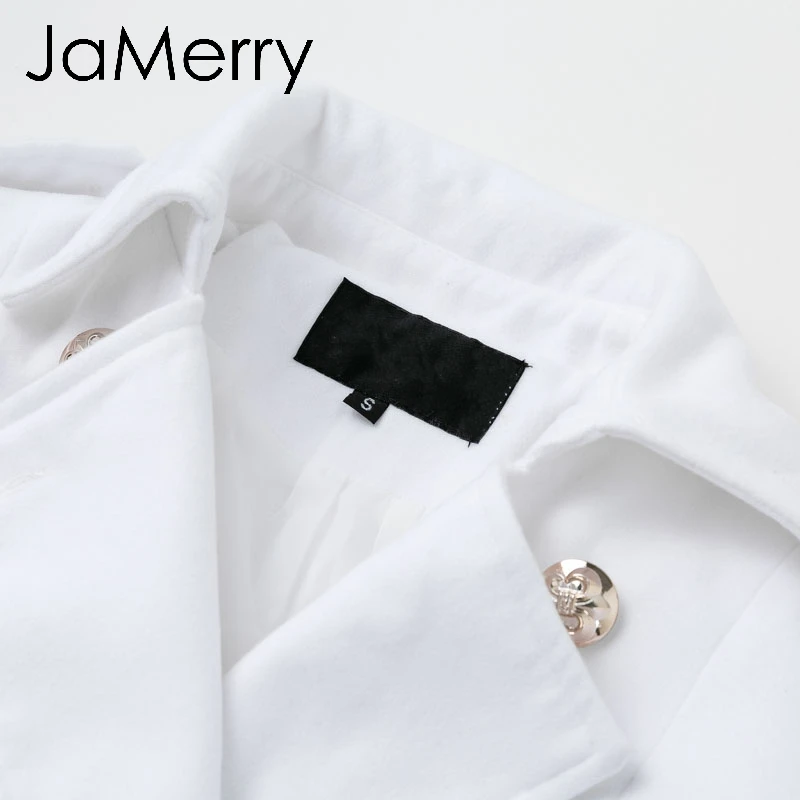 JaMerry винтажный двубортный белый Тренч для женские пояса узкий длинный плащ