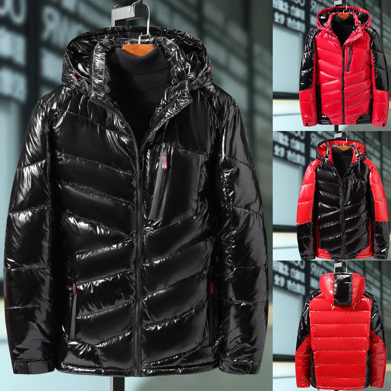 

Men's Large Size Jacket Winter 8XL Parka Shiny Waterproof Hooded Thick Warm Plus Big 7XL 9XL Windbreaker Husband Black Coat Male