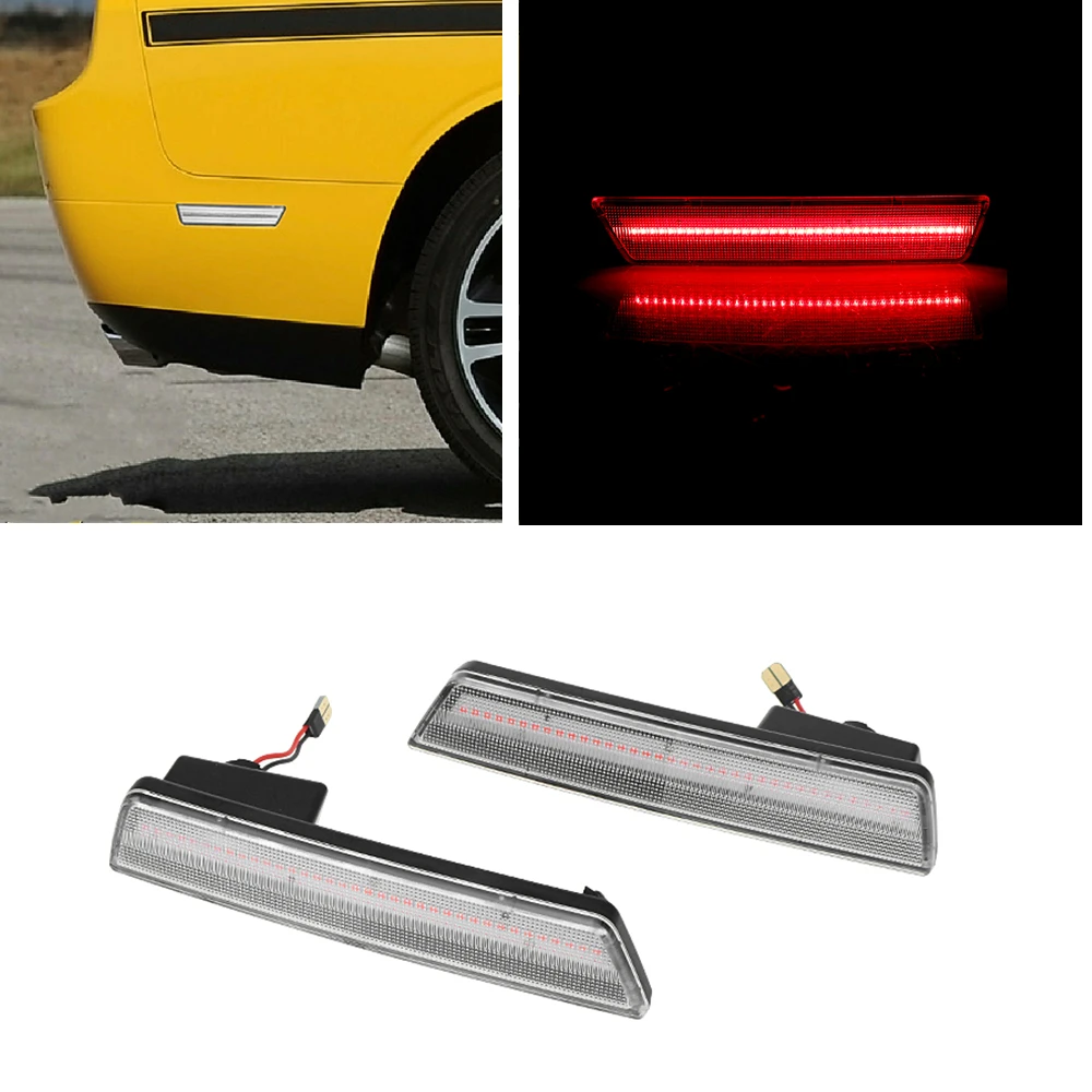 Для 2008-2014 Dodge Challenger прозрачный красный светодиод заднего бампера Боковой