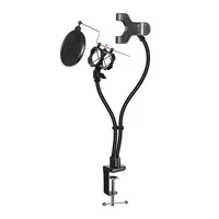 microphone and smartphone stand desk holder with clamp windscreen for live streamonline coursekaraoke