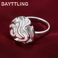 bayttling 925 sterling silver 6 10 fine carved rose flowers ring for woman lady fashion luxury wedding gift jewelry