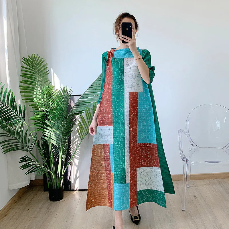 Miyake Плиссированное Платье Осень 2022 зима для женщин абайя большой размер длинное