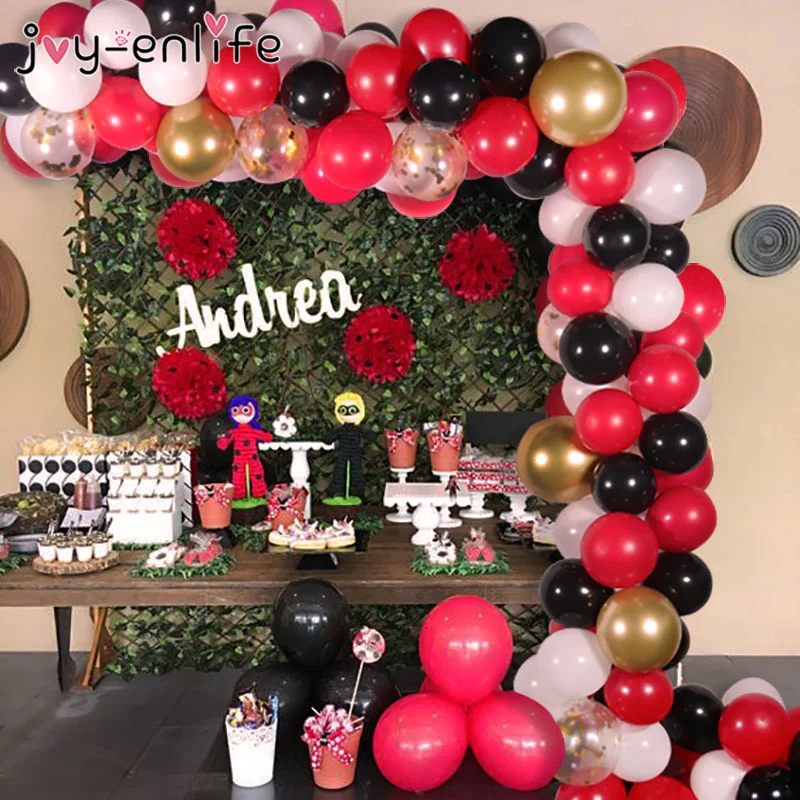 113 шт./компл. черные золотые латексные шары арочный комплект Confetti из латекса