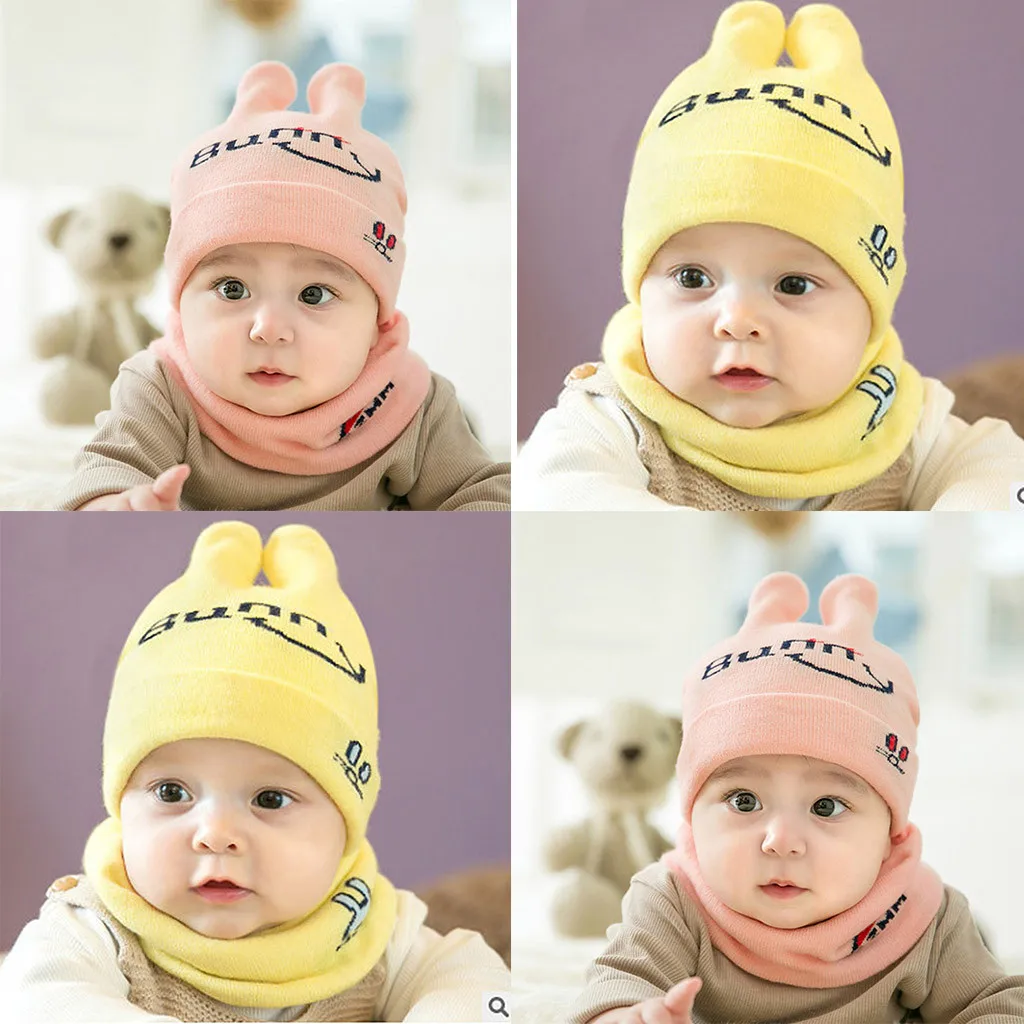 Cute Eyelash Caps For Newborn Kids Baby Boy Girl Pom Hat Winter Warm Knit Bobble Beanie Cap Scarf Set Drop Shipping