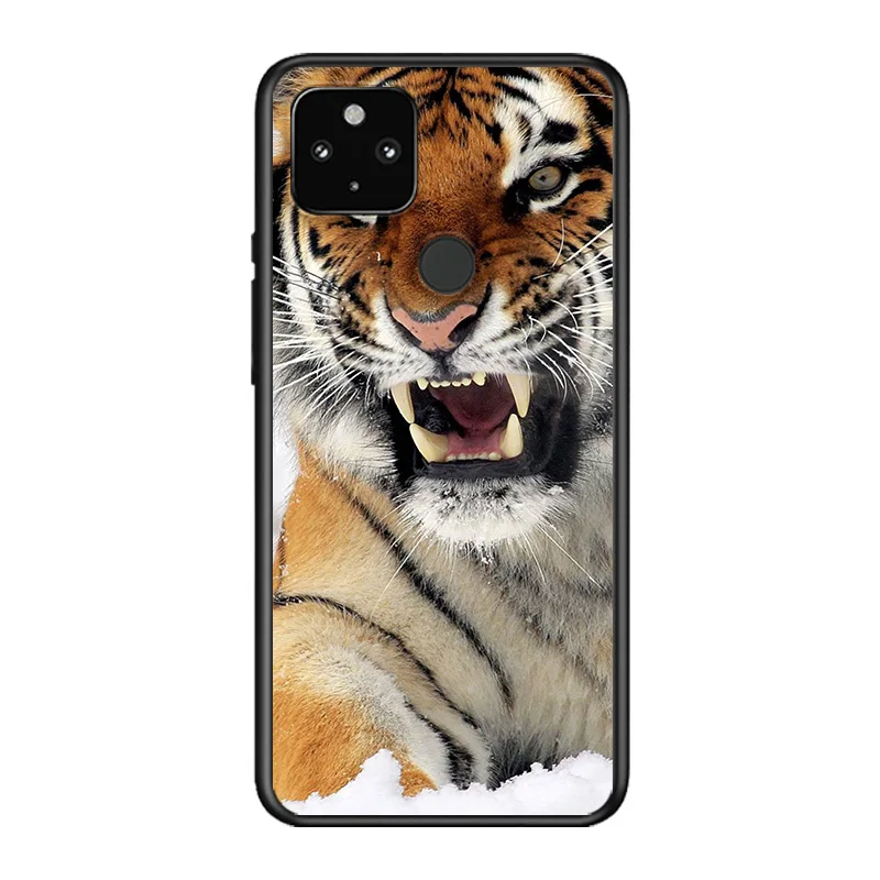 

Cool Animal Powerful Tiger Soft TPU Silicone Black Cover For Google Pixel 5 4A 5G 4 XL Phone Case