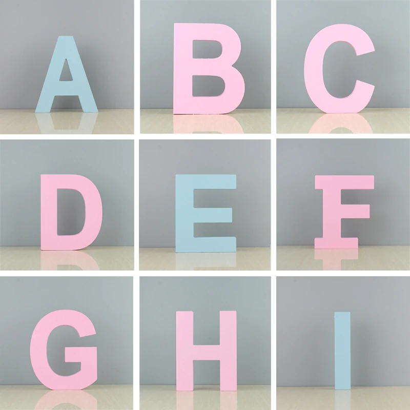 Большой размер декоративные английские буквы розовые и синие 15 см домашний стол