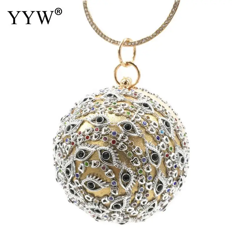 

Rhinestone Eye Evening Bag Womens 2020 Round Mini Handbags Wedding Purse Luxury Crystal Designer Bags Clutch Party Pouch bolso