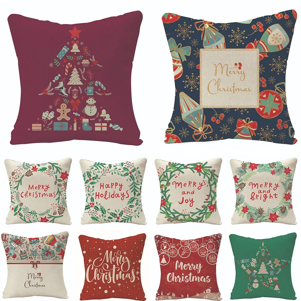

Merry Christmas Throw Pillow Case Cushion Cover Tree Snowflake Sofa Bed Pillowcase For Chriatmas Navidad Decoration 45x45cm
