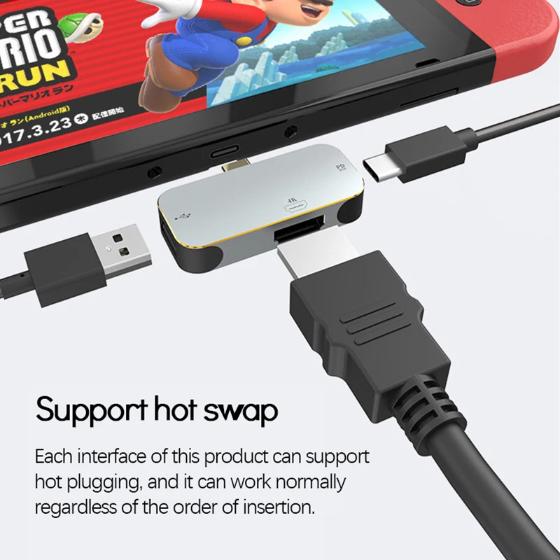 AL-NS2072 3-in-1 HDMI-compatible Adapter Type-C 4K/30HZ Video Converter Hub Splitter For NS Laptop Smartphone | Электроника