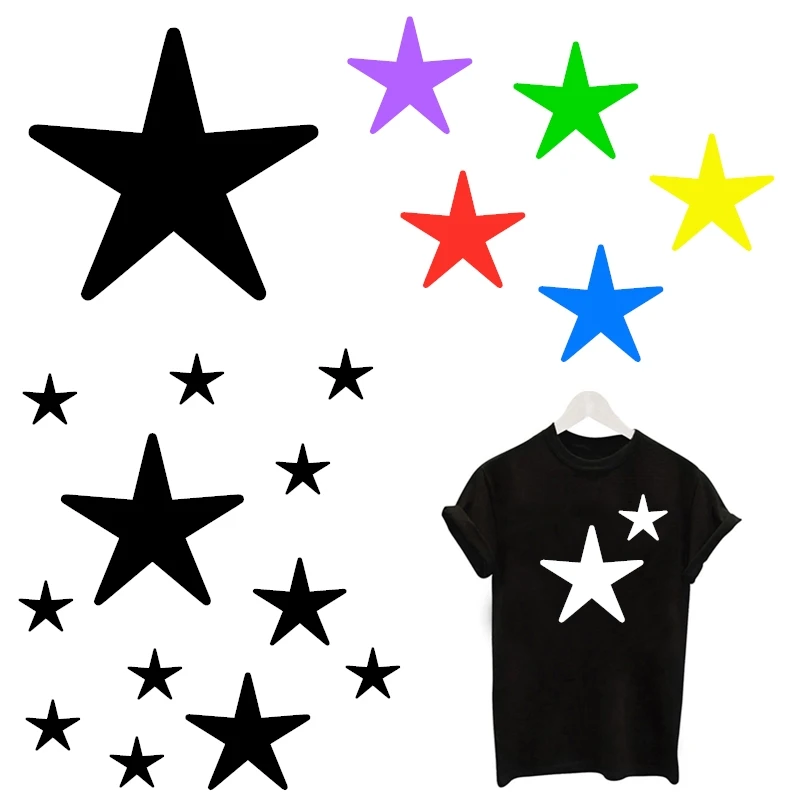 2020 Fashion Pentagram star patches for Clothing Heat Transfer Iron-on Stickers diy patch black white applique clothes | Дом и сад