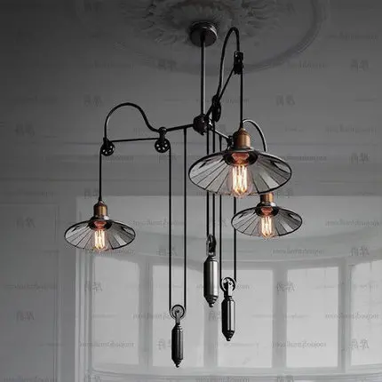 

Лофт Ресторан Американский промышленный стиль тройной подъемник телескопическая палка зеркало Подвесная лампа luminaria pendente