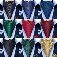 men vintage blue red green paisley plaid wedding formal cravat ascot scrunch self british style gentleman silk necktie dibangu