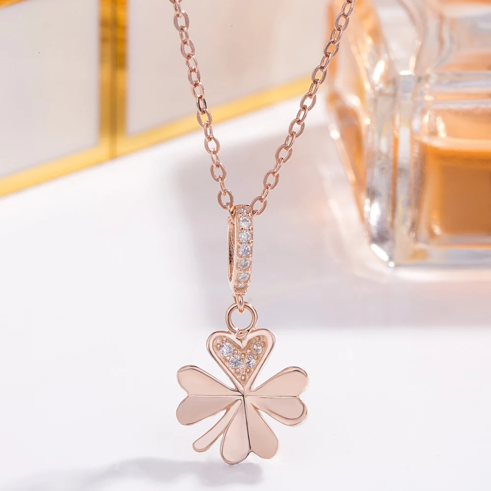 

New Rose Gold Star Pendant Necklace 100%925 Sterling Silver Chocker Lady Fashion Austria Crystal Zircon jewelry Christmas gift