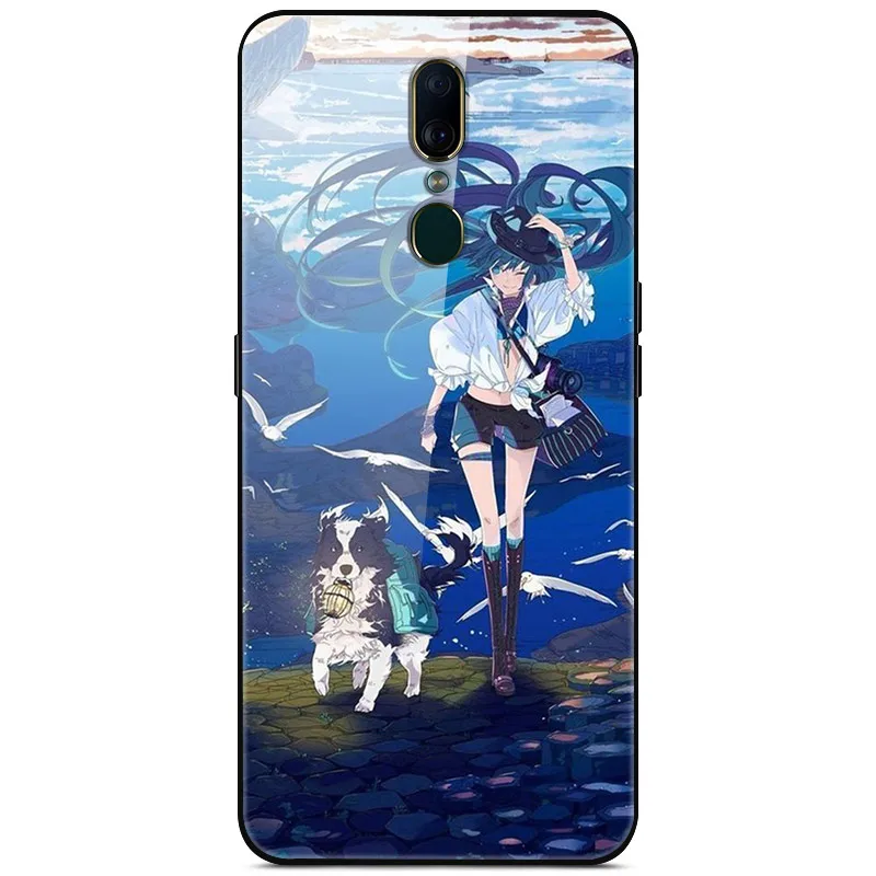 

For OPPO F11 Phone Case Tempered Glass Case Back Cover With Black Silicone Bumper Series 3