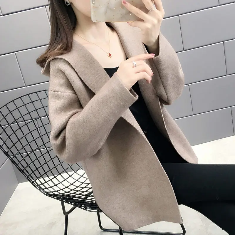 

Women's Sweater Coat Women 2020 New Tops Hooded Sweater Cardigan Spring and Autumn Wild No Buckle Long Sleeve Jacket Blusa k964