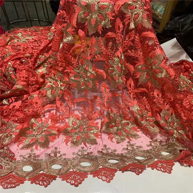 

Nigerian Lace Fabric 2019 High Quality African Net Lace Fabric French Tulle Lace Material For Wedding Dress 2L13-93