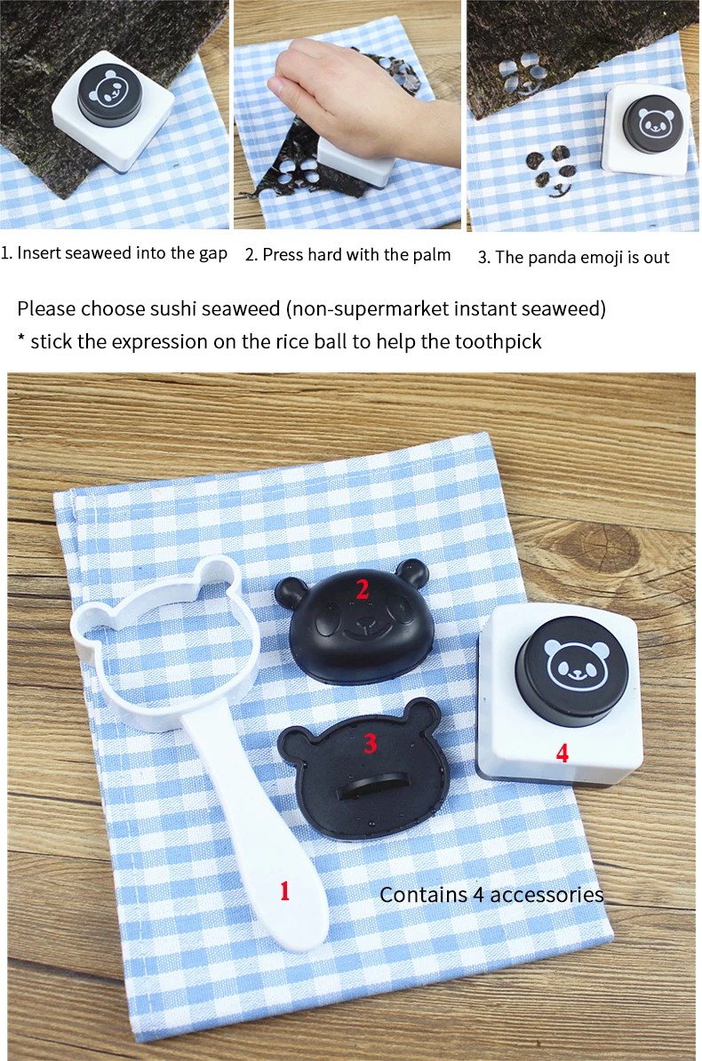 Roasting Panda Panda Rice Ball Set Cute Rice Mould Seaweed Laver Embossing Machine