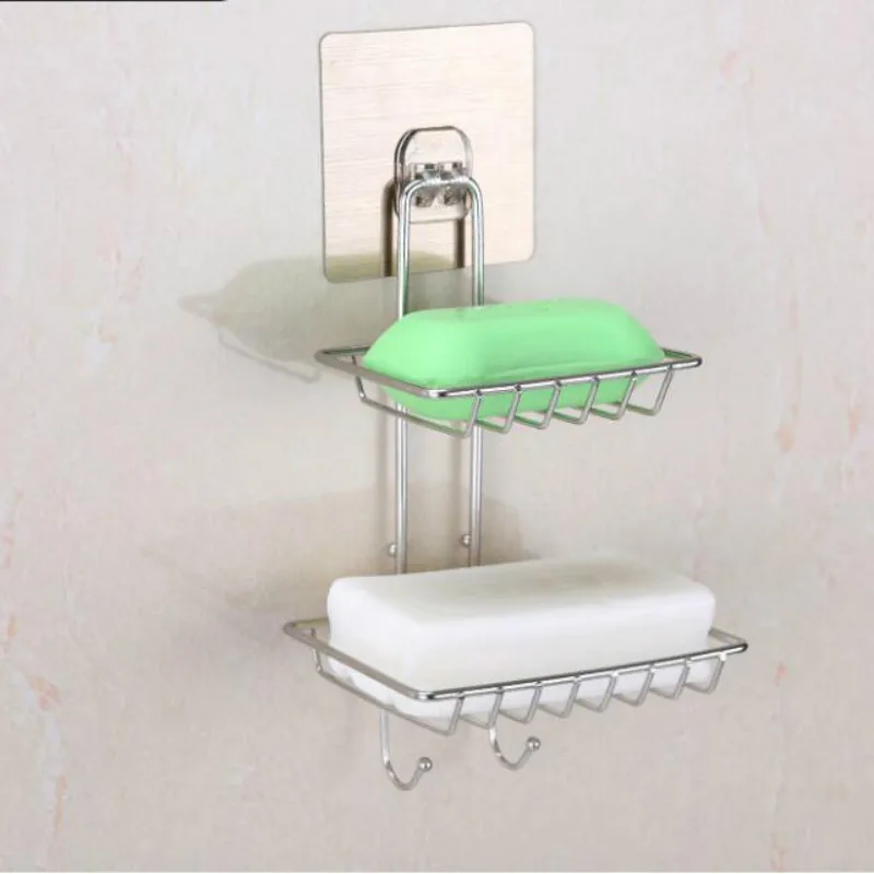 

Punch-free stainless steel drain soap box bathroom storage soap rack plate box container wall-mounted storage rack hot G8334