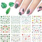 12 шт., переводные наклейки для ногтей с изображением цветов и листьев