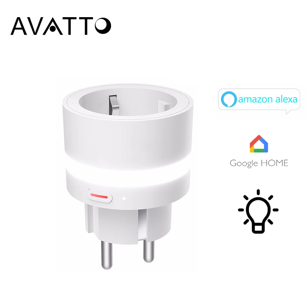 AVATTO 2200 Вт 10A Tuya Wifi умная розетка со светодиодной лампой wifi вилка для ЕС работает с