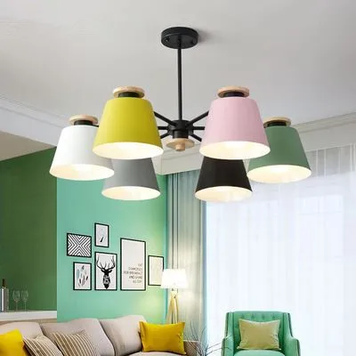 Красочные люстра светильник ing для Гостиная светодиодный Блеск деревянный