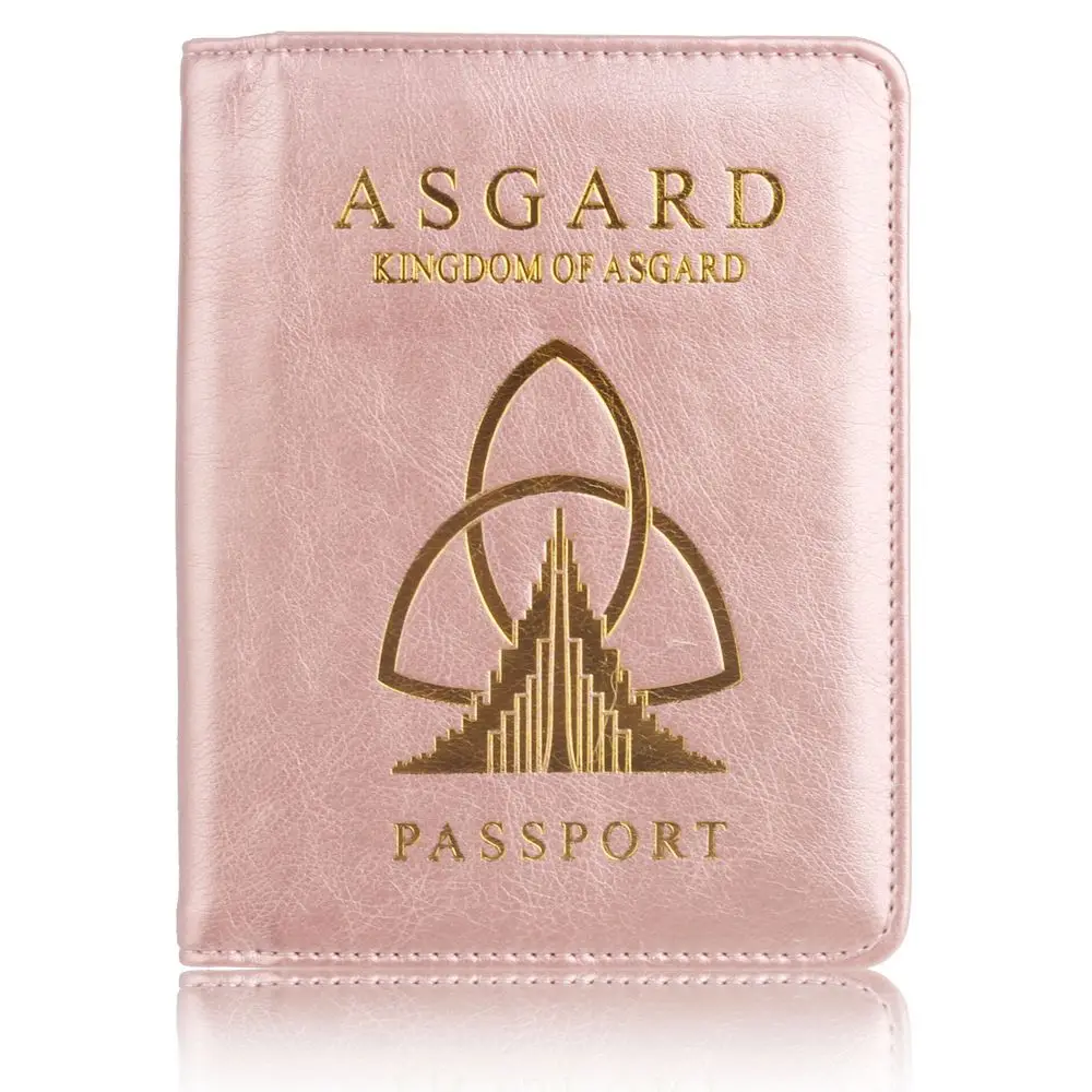 Rose Gold TRASSORY RFID Блокировка ASGARD чехол держатель для паспорта Марвел Мстители Кожаная Обложка для паспорта для мужчин и женщин - Цвет: Rose Gold