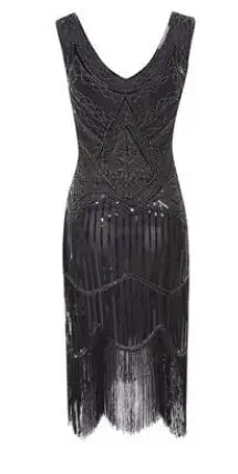083black sliver Новинка, женское винтажное платье 1920s с пайетками, полностью украшенное бахромой, украшенное хлопушкой, платье 20s Great Gatsby Vestidos - Цвет: 083black sliver
