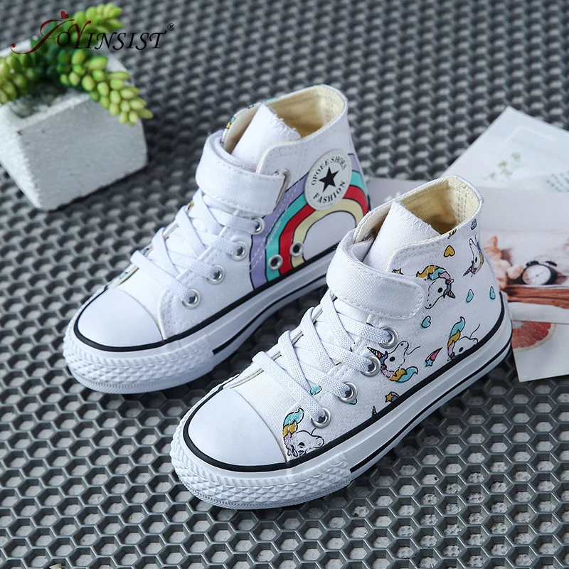 

Canvas Children's Shoes Cartoon Graffiti Children's Sneakers Rainbow Casual Shoes for Girls Comfortable Kids Flats Tenis Infanti