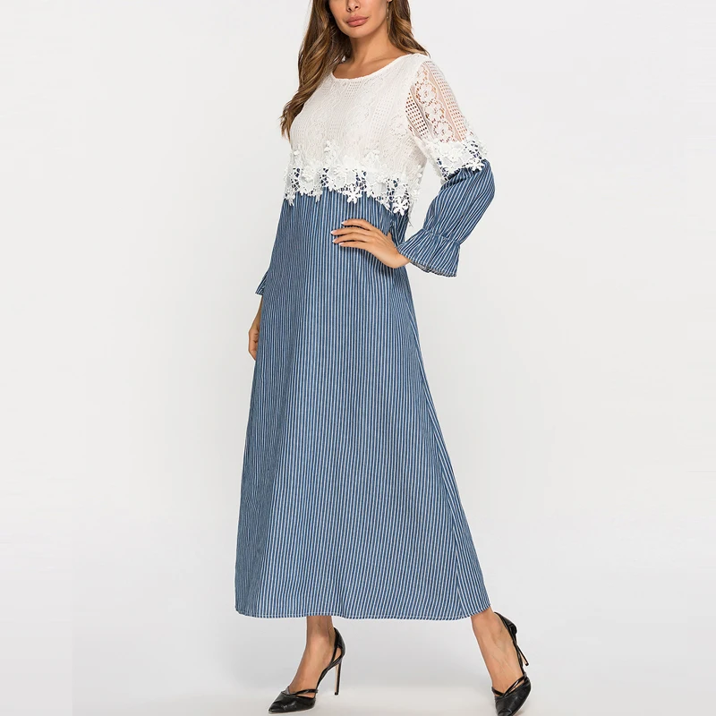 MISSJOY 2019 элегантные свободные женские мусульманские платья Abayas Лоскутные