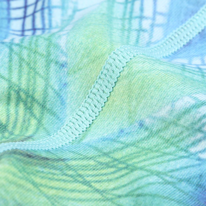 Зеленые штаны для йоги с принтом женские фитнеса аэробики быстросохнущая