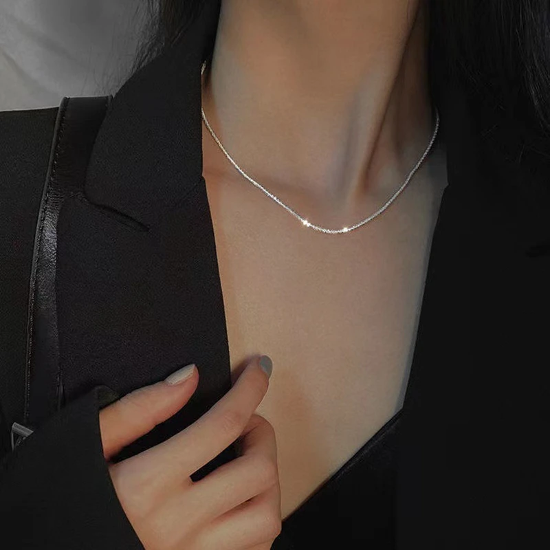 

Shiny Twisted Chain Necklace For Women Simplify Korean Style Temperament Choker Necklace Charm Jewelry Accessories Gift