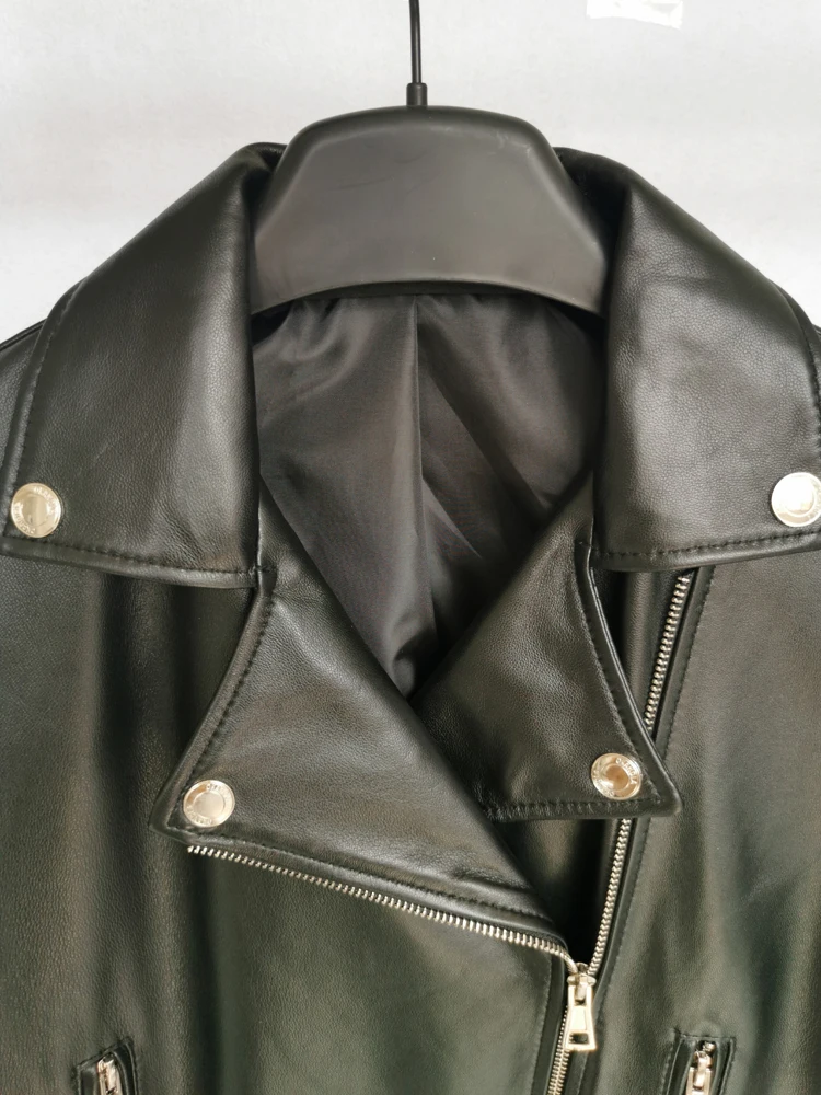 Maplesteed-Chaqueta de piel 100% para mujer, abrigo de piel de oveja Natural sueltos y suaves, largo, piel auténtica, gran tamaño, busto, 100-116cm, M488, otoño