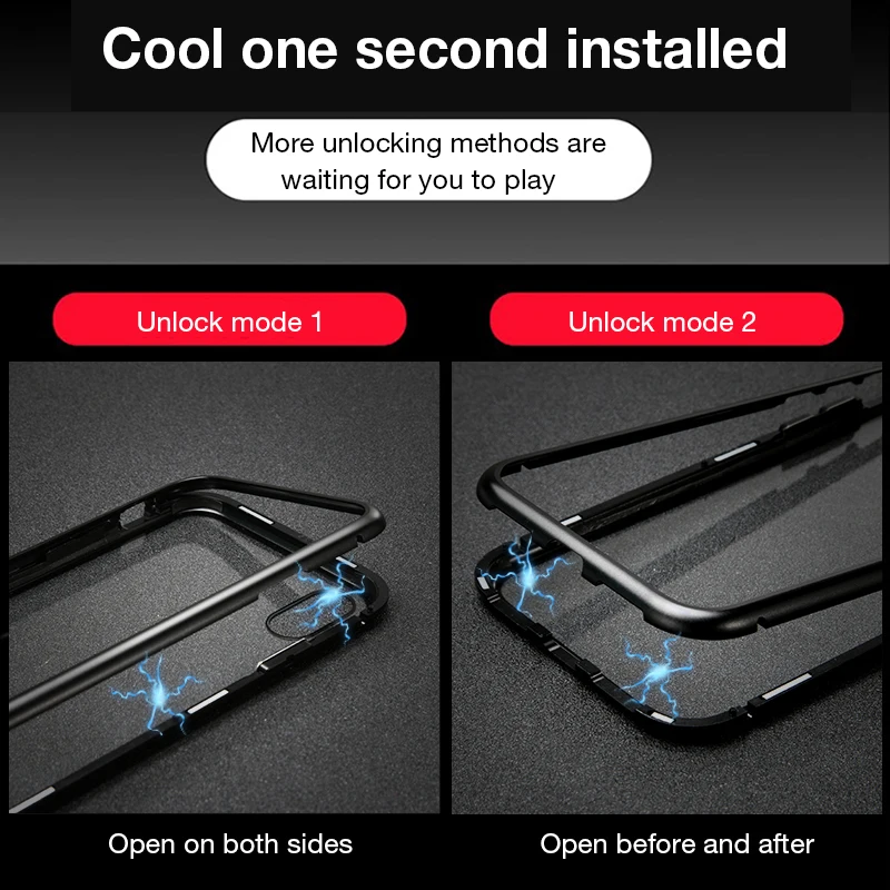Магнитный адсорбционный металлический чехол на iPhone X XR XS MAX защитный чехол для iPhone 6 6s 7 8 Plus чехол из закаленного стекла